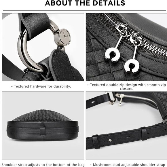 Crescent Shoulder Bag for Women, Woven Crossbody Bag, Small Clutch Purse, Hobo T - Picture 5 of 9